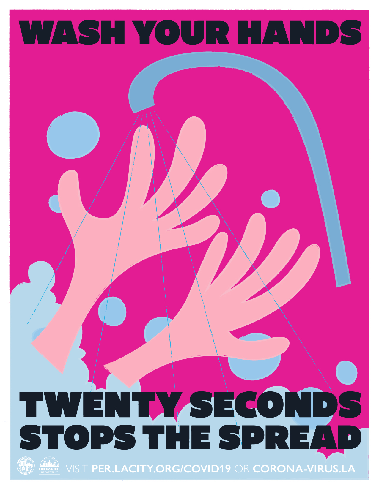Stop The Spread: Wash Your Hands, 20 Seconds Stops the Spread Illustration