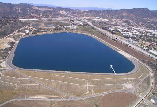 Aerial view of a water treatment center.